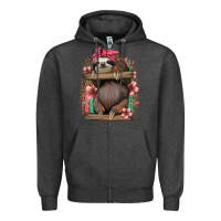 Charcoal Heather cute floral baby sloth Zipper Hoodie - Jasminsmagicworld