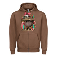 Chestnut cute floral baby sloth Zipper Hoodie - Jasminsmagicworld