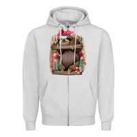 Dove Grey cute floral baby sloth Zipper Hoodie - Jasminsmagicworld