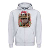Heather Grey cute floral baby sloth Zipper Hoodie - Jasminsmagicworld