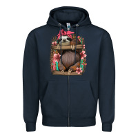 Navy cute floral baby sloth Zipper Hoodie - Jasminsmagicworld