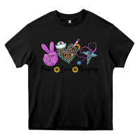 Black peace love nursing Heavy Core Tee - CowhideDigitalArt