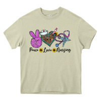 Mossy peace love nursing Heavy Core Tee - CowhideDigitalArt