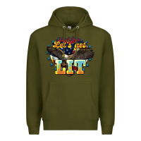 Army Green Let's get lit America Eagle 4th of july Premium Hoodie - HowdyJamesFarm