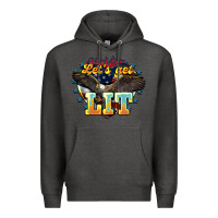 Charcoal Heather Let's get lit America Eagle 4th of july Premium Hoodie - HowdyJamesFarm