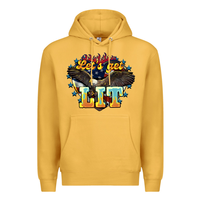 Let's Get Lit America Eagle 4th Of July Premium Hoodie by HowdyJamesFarm | Teevron