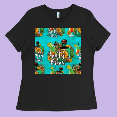 Salty Vibes Seamless Pattern Ladies Tee Designed By Hra Design Shop