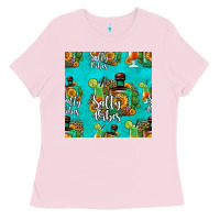 Bubblegum Pink salty vibes seamless pattern Ladies Tee - HRA Design Shop