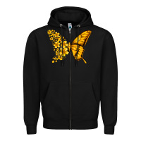 Black childhood cancer butterfly Zipper Hoodie - Jasminsmagicworld
