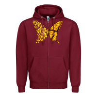 Burgundy childhood cancer butterfly Zipper Hoodie - Jasminsmagicworld