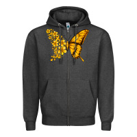 Charcoal Heather childhood cancer butterfly Zipper Hoodie - Jasminsmagicworld
