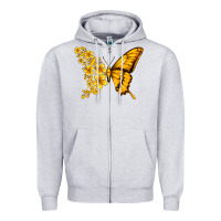 Heather Grey childhood cancer butterfly Zipper Hoodie - Jasminsmagicworld