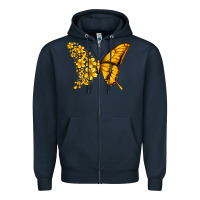 Navy childhood cancer butterfly Zipper Hoodie - Jasminsmagicworld