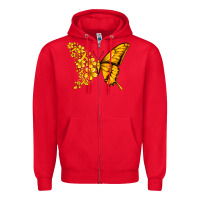 Red childhood cancer butterfly Zipper Hoodie - Jasminsmagicworld