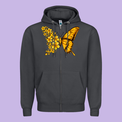 Childhood Cancer Butterfly Zipper Hoodie Designed By Jasminsmagicworld