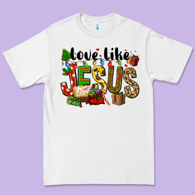 Christmas Love Like Jesus Premium Tee Designed By Fadigitalartstudio