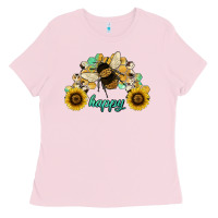 Bubblegum Pink bee happy honey comb Ladies Tee - JahusDesignShop