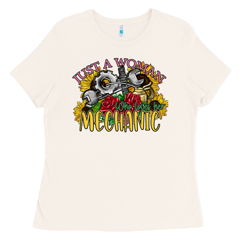 Just A Woman Who Loves Her Mechanic Ladies Tee by SublimationCraftShop | Teevron