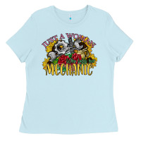 Baby Blue just a woman who loves her mechanic Ladies Tee - SublimationCraftShop