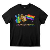 Black peace love pride Heavy Core Tee - CowhideDigitalArt