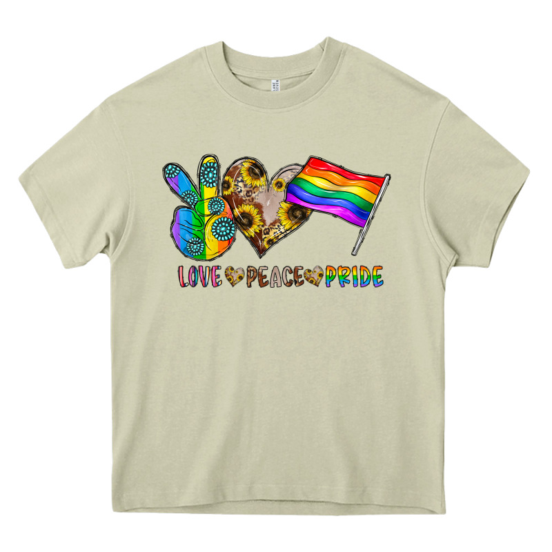 Peace Love Pride Heavy Core Tee by CowhideDigitalArt | Teevron