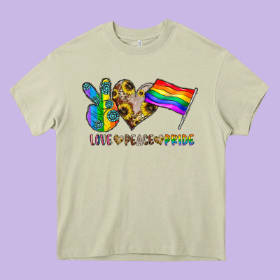Peace Love Pride Heavy Core Tee Designed By Cowhidedigitalart