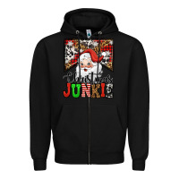 Black Christmas junkie Santa Claus Zipper Hoodie - Jasminsmagicworld