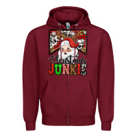 Burgundy Christmas junkie Santa Claus Zipper Hoodie - Jasminsmagicworld