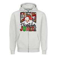 Dove Grey Christmas junkie Santa Claus Zipper Hoodie - Jasminsmagicworld