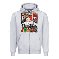Heather Grey Christmas junkie Santa Claus Zipper Hoodie - Jasminsmagicworld