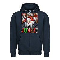 Navy Christmas junkie Santa Claus Zipper Hoodie - Jasminsmagicworld