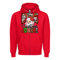 Red Christmas junkie Santa Claus Zipper Hoodie - Jasminsmagicworld