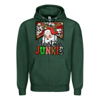 Sports Green Christmas junkie Santa Claus Zipper Hoodie - Jasminsmagicworld