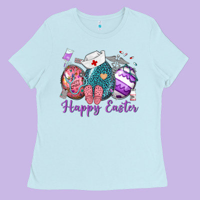 Happy Easter Eggs Nurse N Ladies Tee Designed By Neo Western