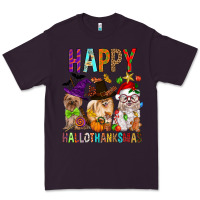 Plum Happy hallothankmas dog Premium Tee - FaDigitalArtStudio