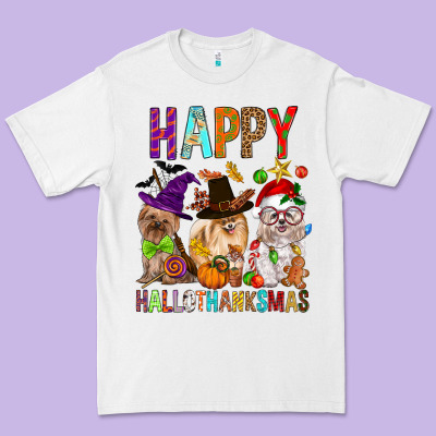 Happy Hallothankmas Dog Premium Tee Designed By Fadigitalartstudio
