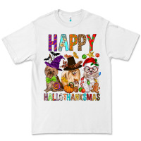 White Happy hallothankmas dog Premium Tee - FaDigitalArtStudio
