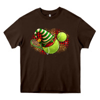 Chocolate Brown Tennis Christmas With Racket And Hat Heavy Core Tee - FaDigitalArtStudio