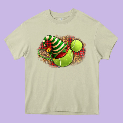 Tennis Christmas With Racket And Hat Heavy Core Tee Designed By Fadigitalartstudio