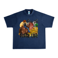 Navy livin the rural life Urban Heavy Tee - MaliasSmallBusiness