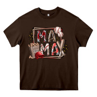 Chocolate Brown mama baseball Heavy Core Tee - RacoonDesign