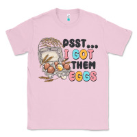 Bubblegum Pink psst i got them eggs Classic Tee - MaliasSmallBusiness