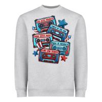 Heather Grey usa america cassette tapes Heavyweight Sweatshirt - MaliasSmallBusiness