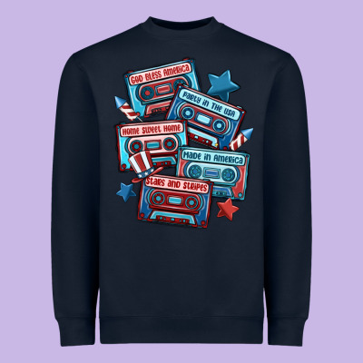 Usa America Cassette Tapes Heavyweight Sweatshirt Designed By Maliassmallbusiness