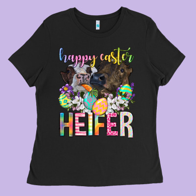 Happy Easter Heifer Ladies Tee Designed By Neo Western