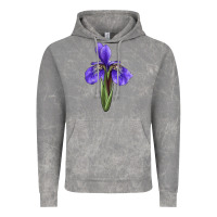 Cloud Rock Iris Flower Illustrations Vintage Hoodie - LillyAllenDesigns