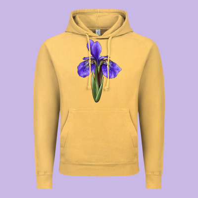 Iris Flower Illustrations Vintage Hoodie Designed By Lillyallendesigns
