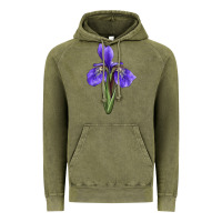 Vintage Olive Iris Flower Illustrations Vintage Hoodie - LillyAllenDesigns