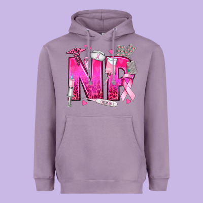 Breast Cancer Np Nurse Practitioner Heavyweight Hoodie Designed By Texasbilliewilder