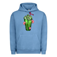 Pigment Pebble Blue Western Cactus Cold Frappe Urban Hoodie - FaDigitalArtStudio